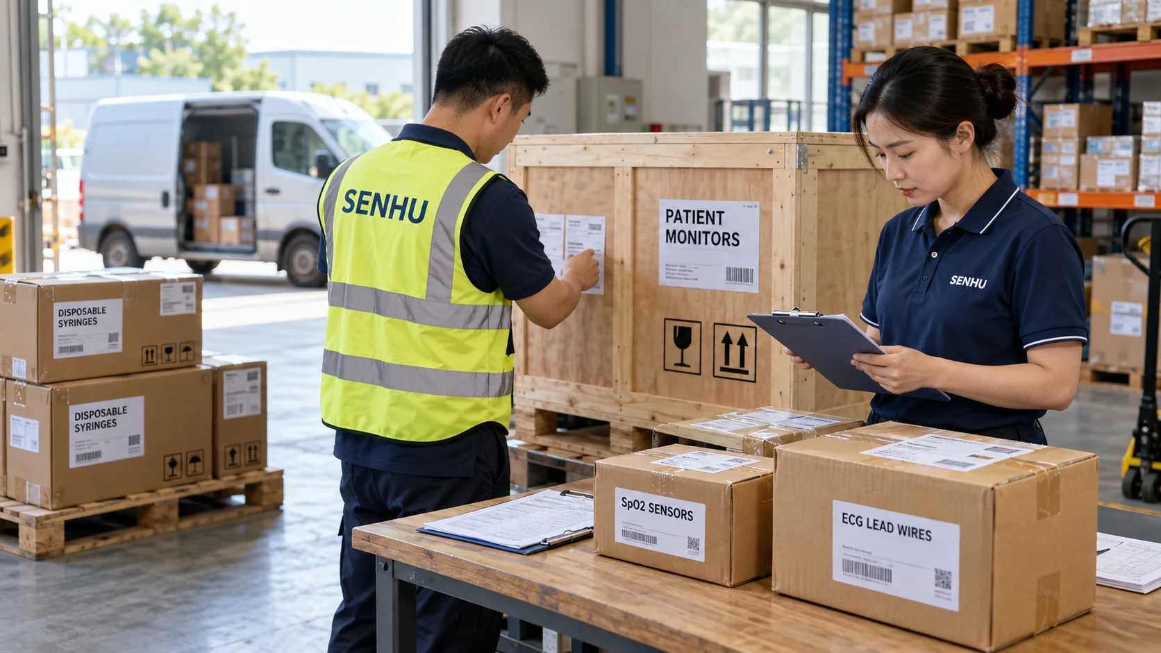 Medical equipment shipment records and logistics planning
